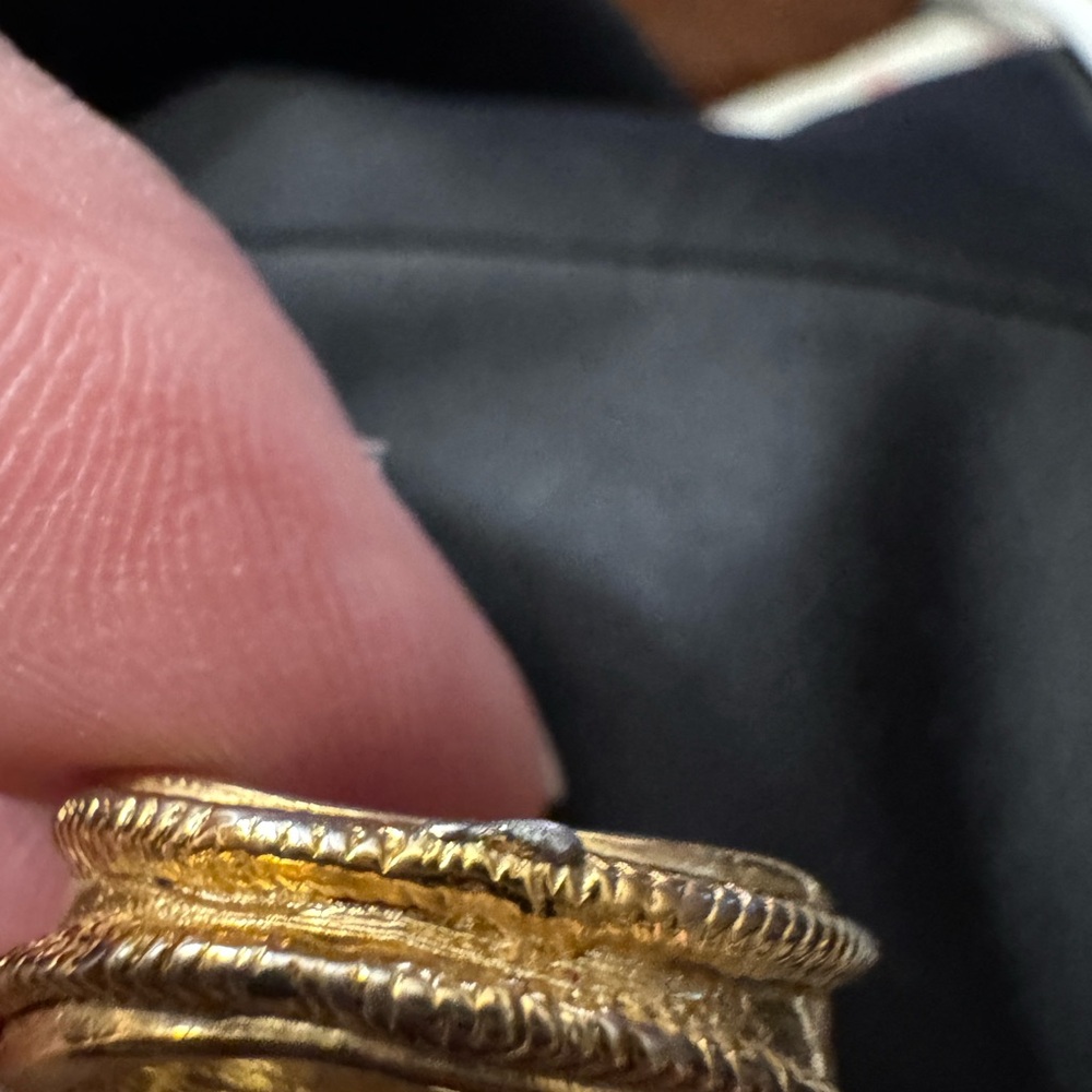 RING GOLD W Pearl like gem. Sz 8 ESTATE SALE FIND Vintage scroll beading… - Picture 7 of 7